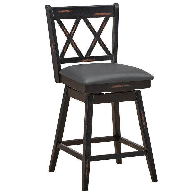 2 Pieces 25 Inch Counter Height Bar Stool 360° Swivel Seat with Soft Cushion and Ergonomic Backrest