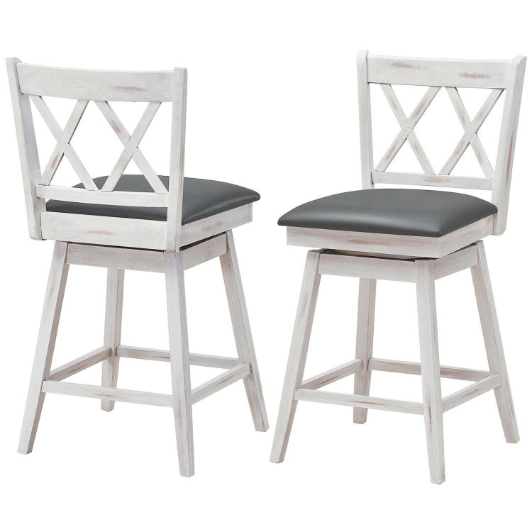 2 Pieces 25 Inch Counter Height Bar Stool 360° Swivel Seat with Soft Cushion and Ergonomic Backrest